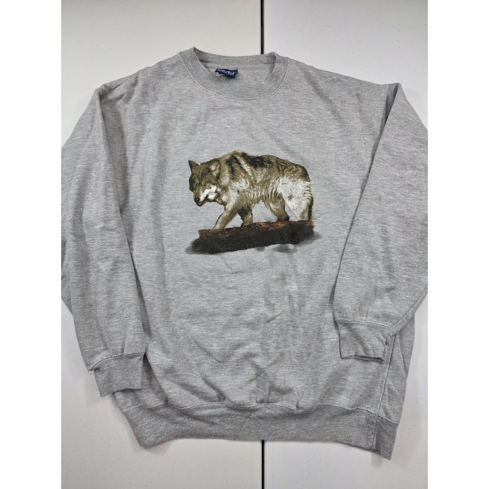 OVB Wolf Old Varsity Brand Sweatshirt Mens XL Gray Graphic Crewneck Pullover